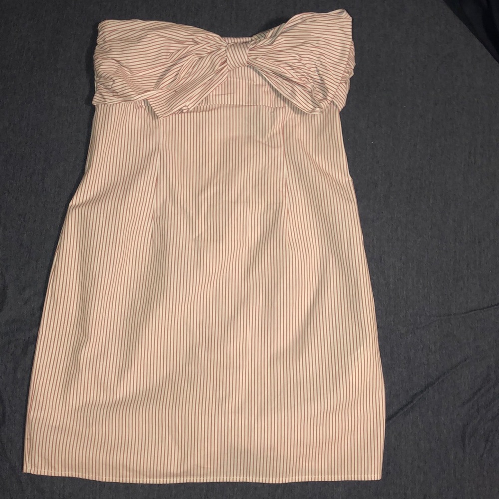 NWT Forever21 Striped Bow-Front Strapless Dress